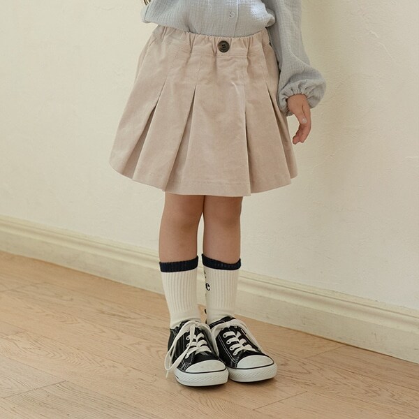 コーデュロイタックプリーツスカパン