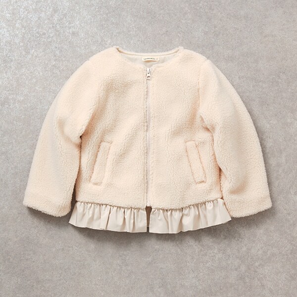 華奢見え裾ギャザーフリルボアブルゾン