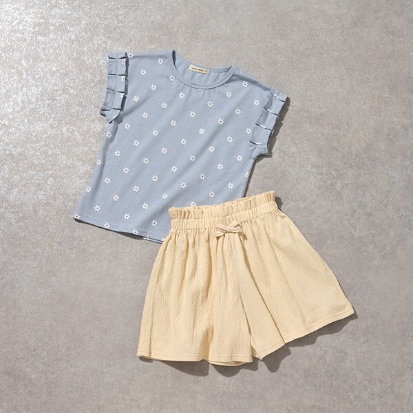 タックスリーブアソート総柄Tシャツ&キュロットパンツセット