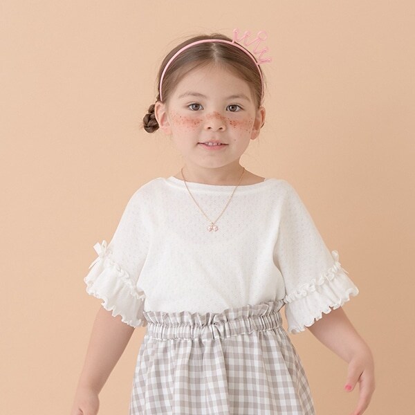 袖フリルリボントップス
