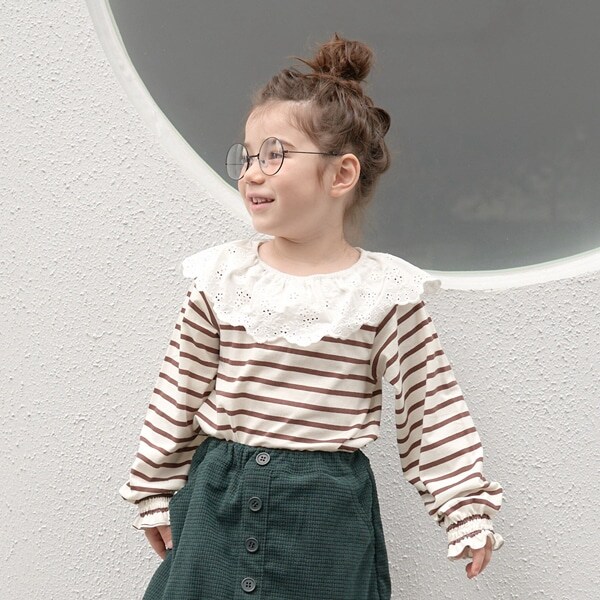 【型崩れしないやわらかコットン】ラウンド衿付きトップス