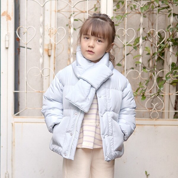 【万能アウター】マフラー付きパフジャケット