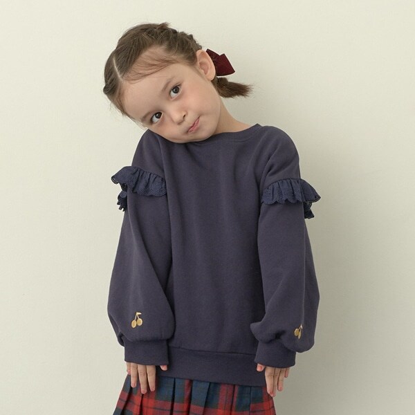 【どっちが前でもOK!】【表コットン裏毛バイバイ裏起毛】コットンレーススウェット