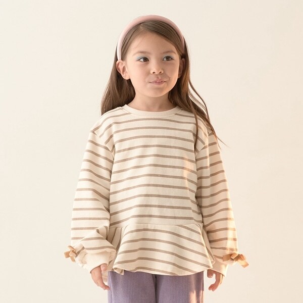 【表コットン毛玉バイバイ裏起毛】アソートリボン付きガーリートップス