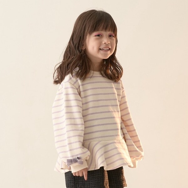 【表コットン毛玉バイバイ裏起毛】アソートリボン付きガーリートップス