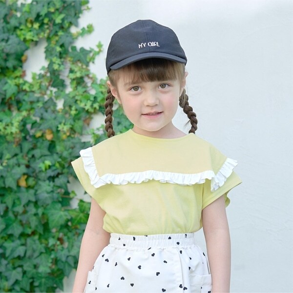 【型崩れしないやわらかコットン】フリルセーラーカラートップス