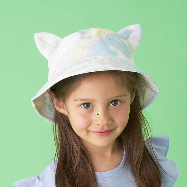 プリペラ素材で涼しいムラ染め風ねこ耳ハット