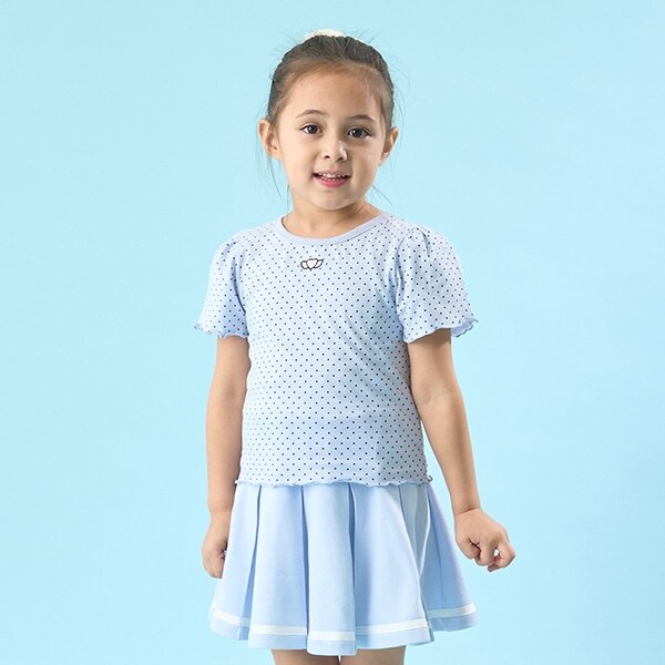 【ソフトコットン】ドットプリントミニミニパフ半袖Tシャツ