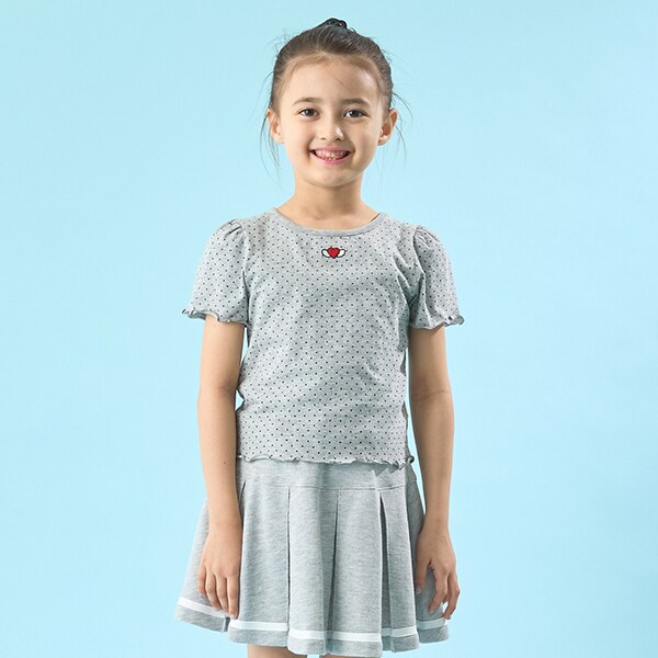 【ソフトコットン】ドットプリントミニミニパフ半袖Tシャツ