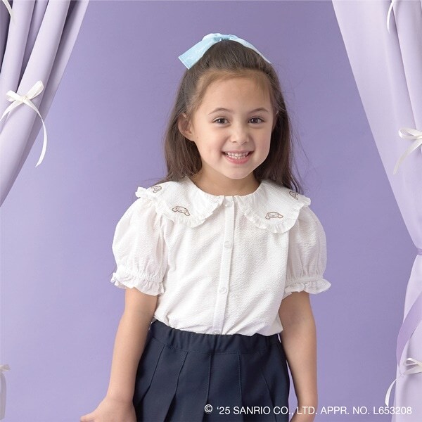 【サンリオキャラクターズ】シナモロールフリル衿ブラウス&リボンヘアゴムセット