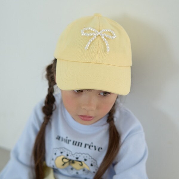 パール調リボン付きキャップ