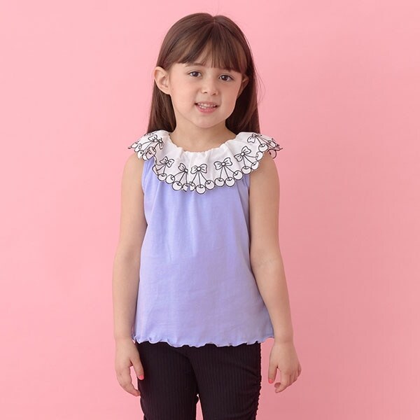 【ソフトコットン】チェリーレース衿トップス