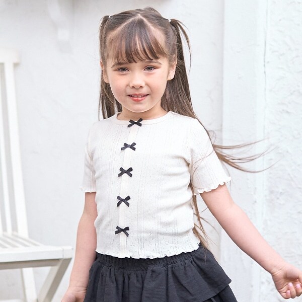 カーディガン風リボントップス