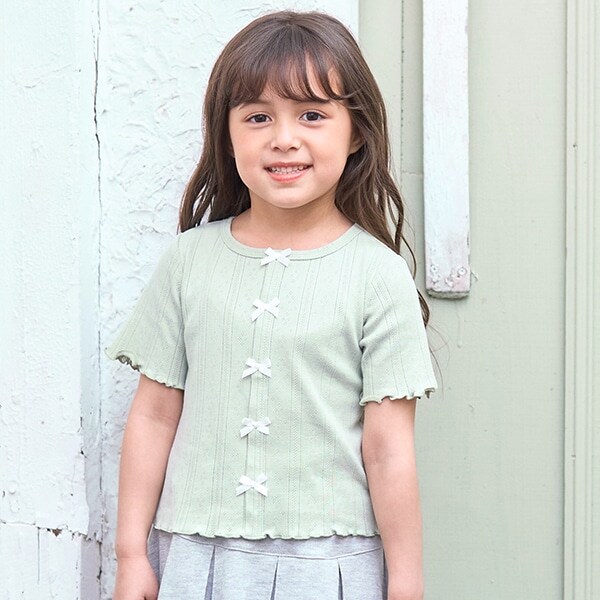 カーディガン風リボントップス