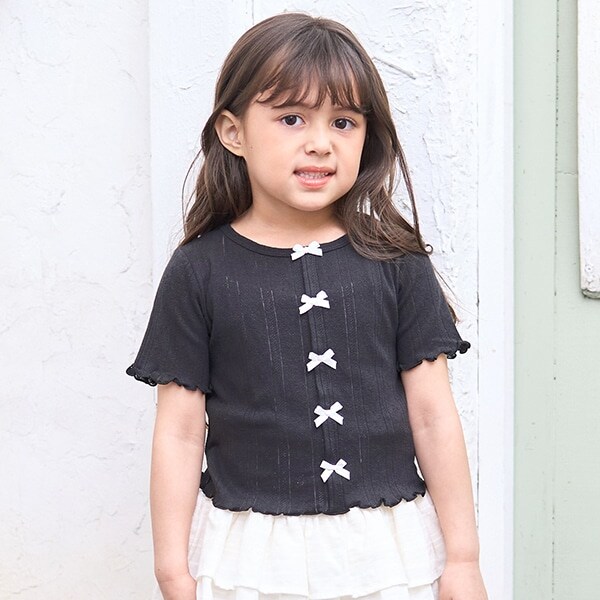 カーディガン風リボントップス