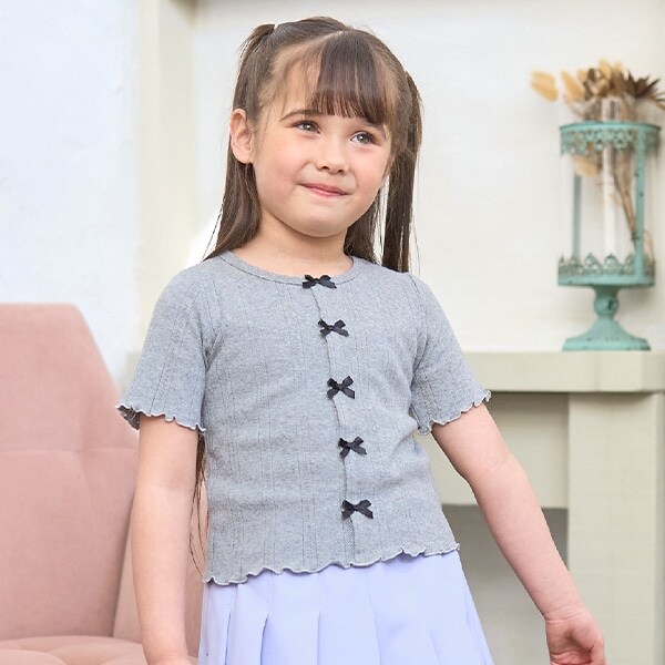 カーディガン風リボントップス