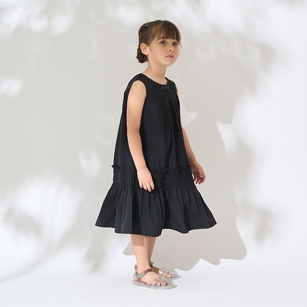 シャーリングティアードワンピース