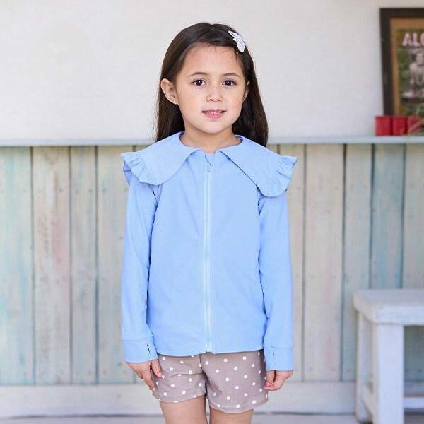 【SWIM】【UV加工】セーラーフリル衿ラッシュガード