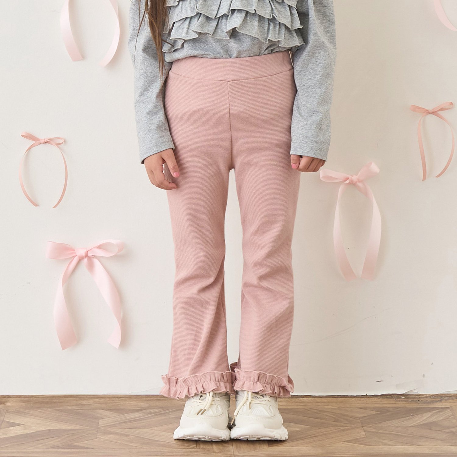 【ともパン】裾ふりふりギャザーフレアパンツ