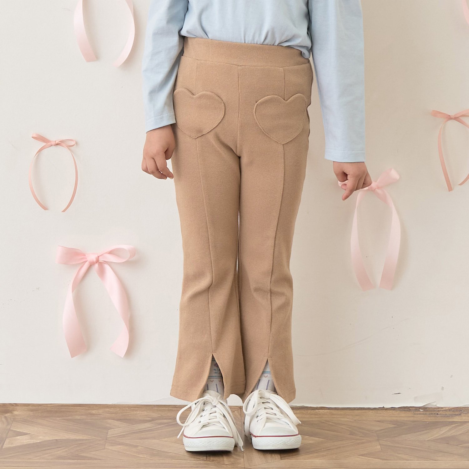 【ともパン】ハートポケット裾スリットフレアパンツ