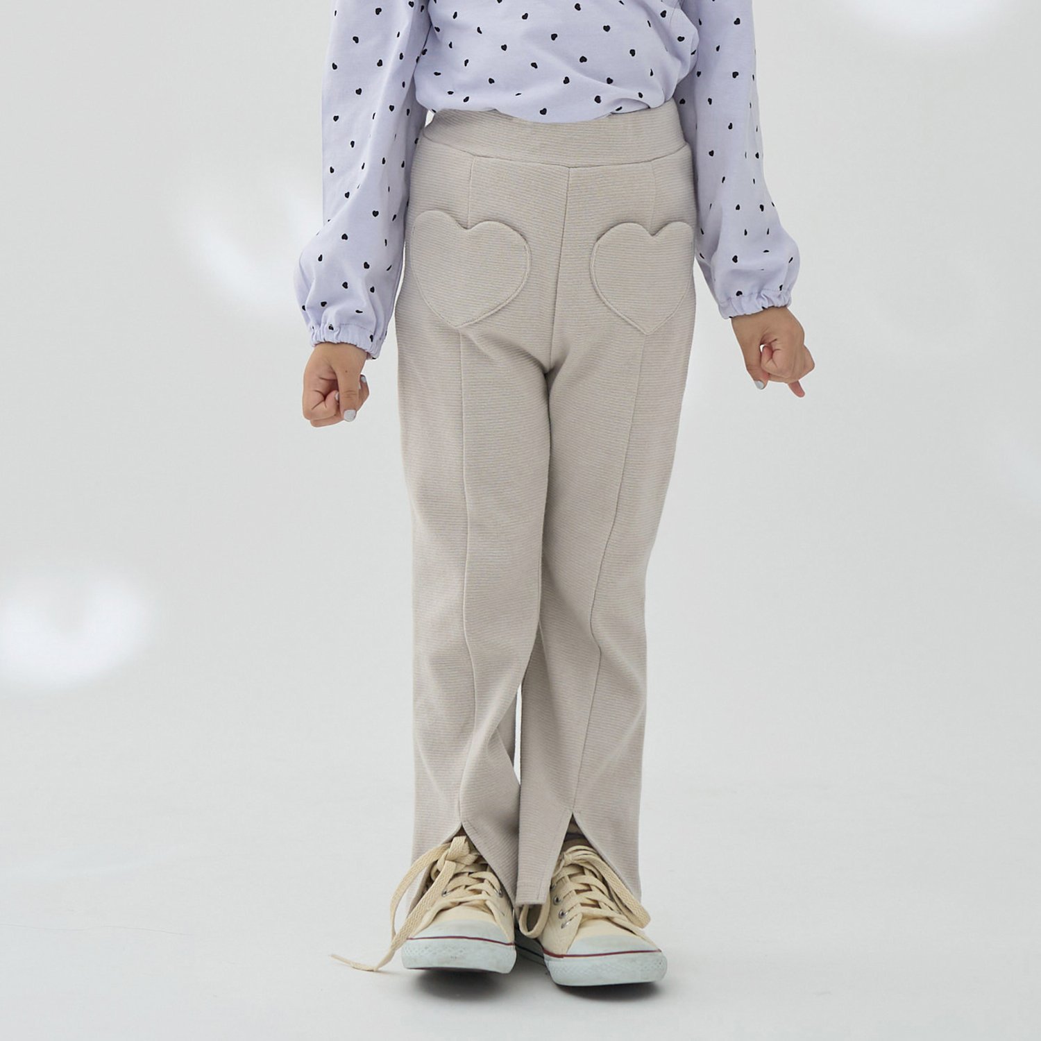 【ともパン】ハートポケット裾スリットフレアパンツ