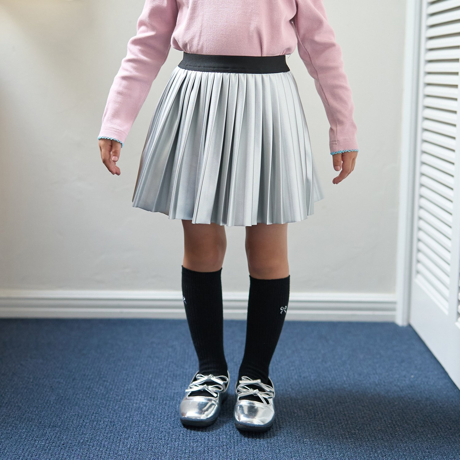 【やわらか合皮】プリーツスカート(インパン付き)