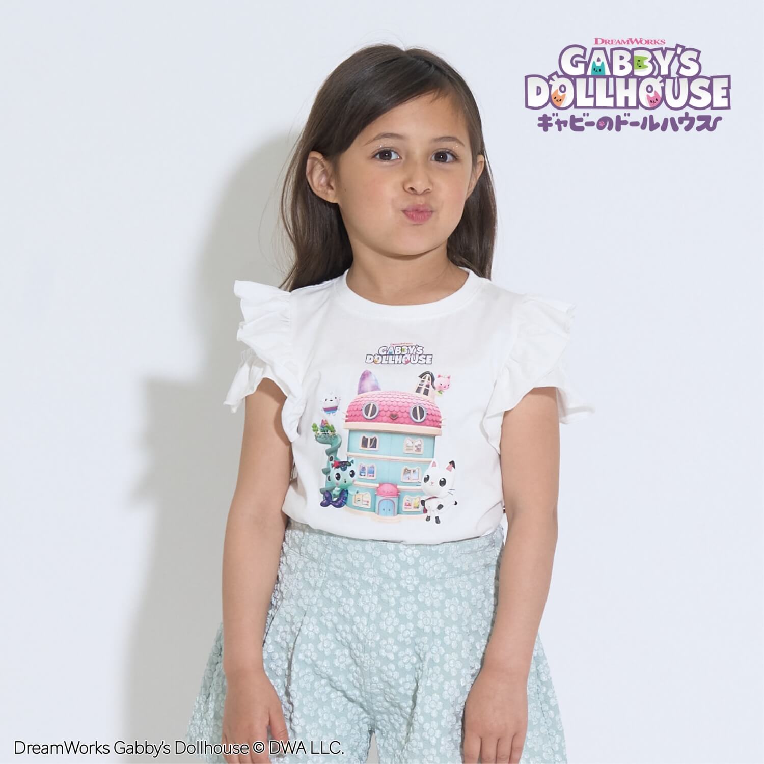 【ギャビーズドールハウス】【ソフトコットン】デザインスリーブプリントTシャツ