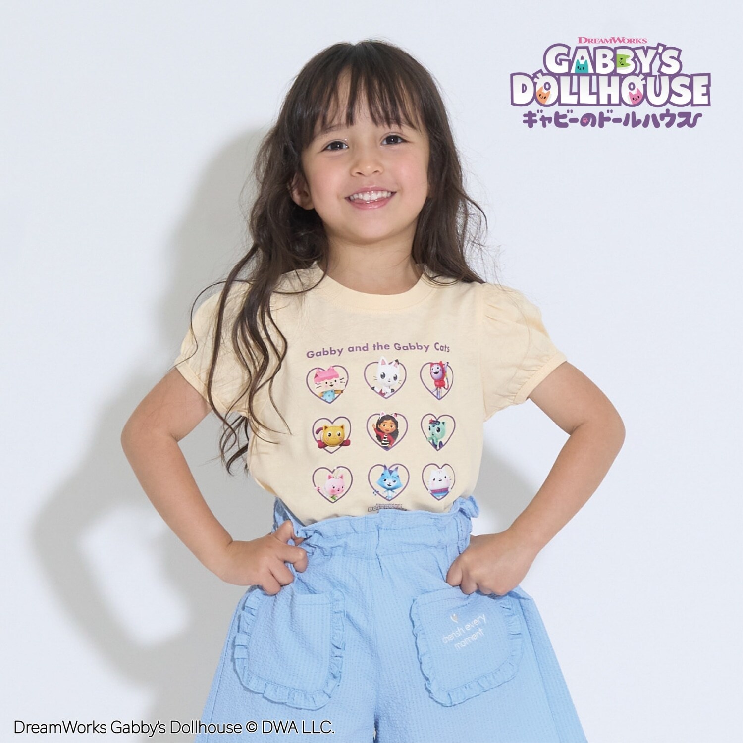 【ギャビーズドールハウス】【ソフトコットン】パフスリーブプリントTシャツ