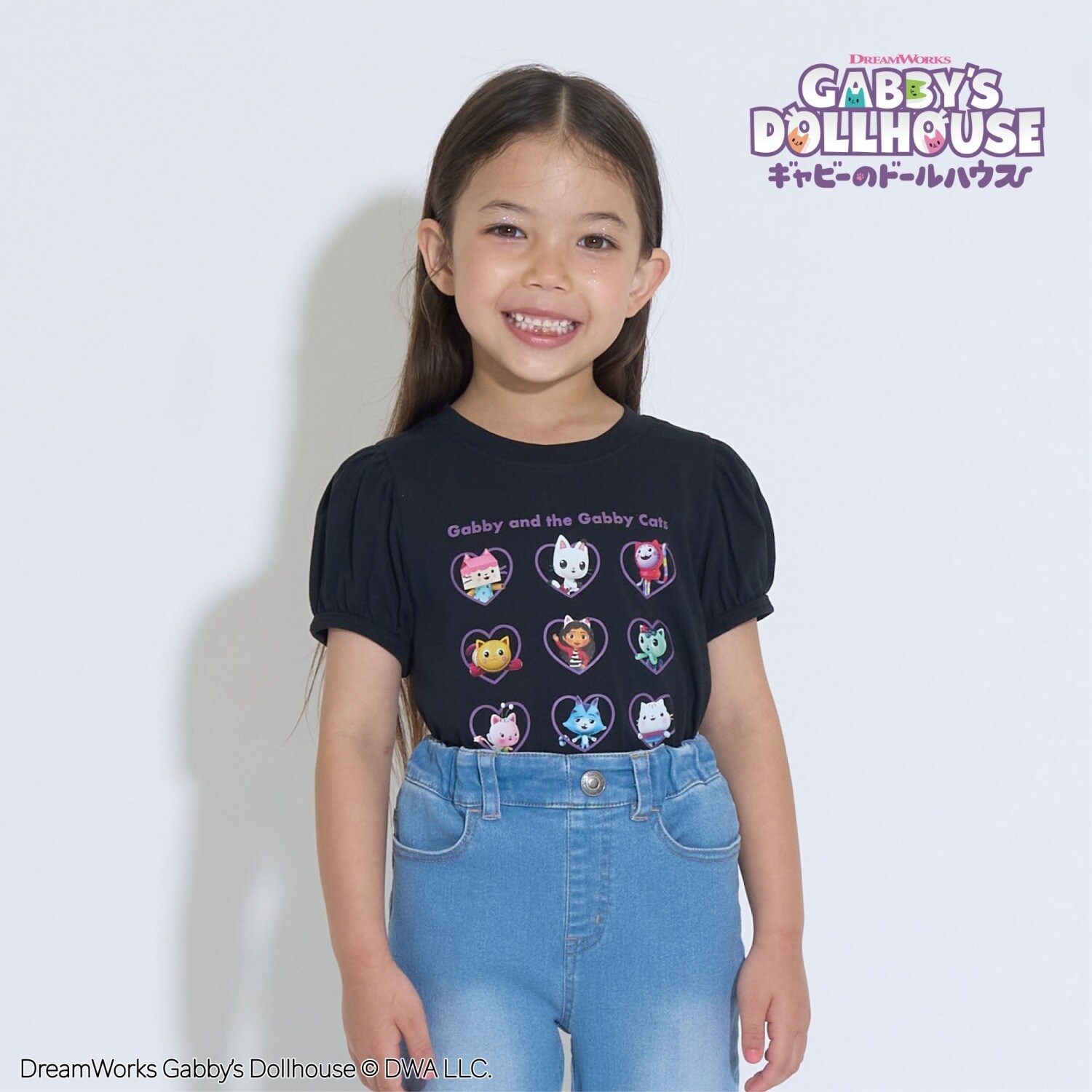 【ギャビーズドールハウス】【ソフトコットン】パフスリーブプリントTシャツ