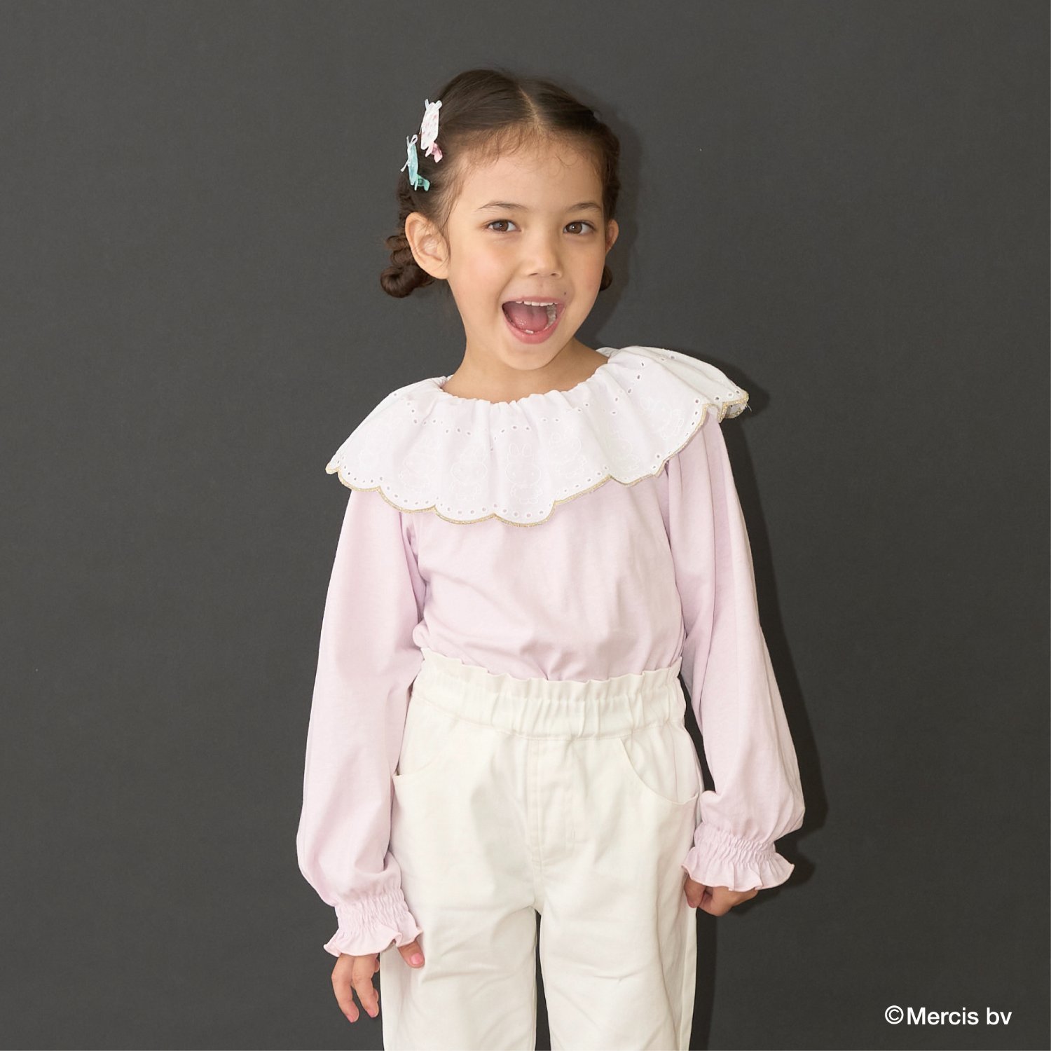 【Miffy】【ソフトコットン】コットンレース衿トップス