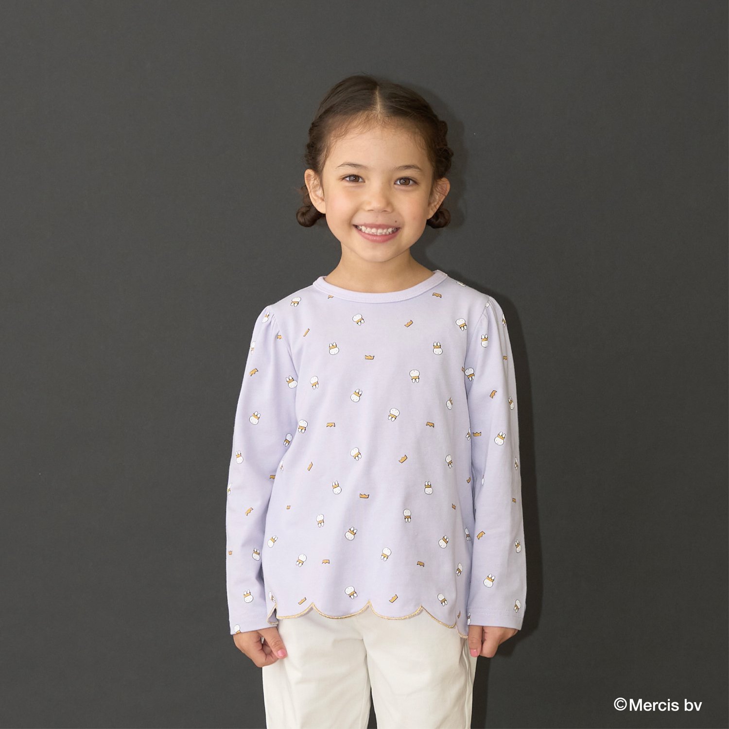 【Miffy】総柄裾スカラップAラインTシャツ