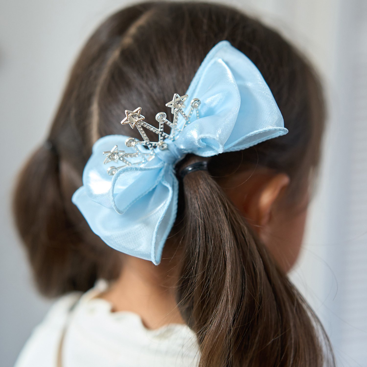 ビッグリボンティアラ付きヘアクリップ