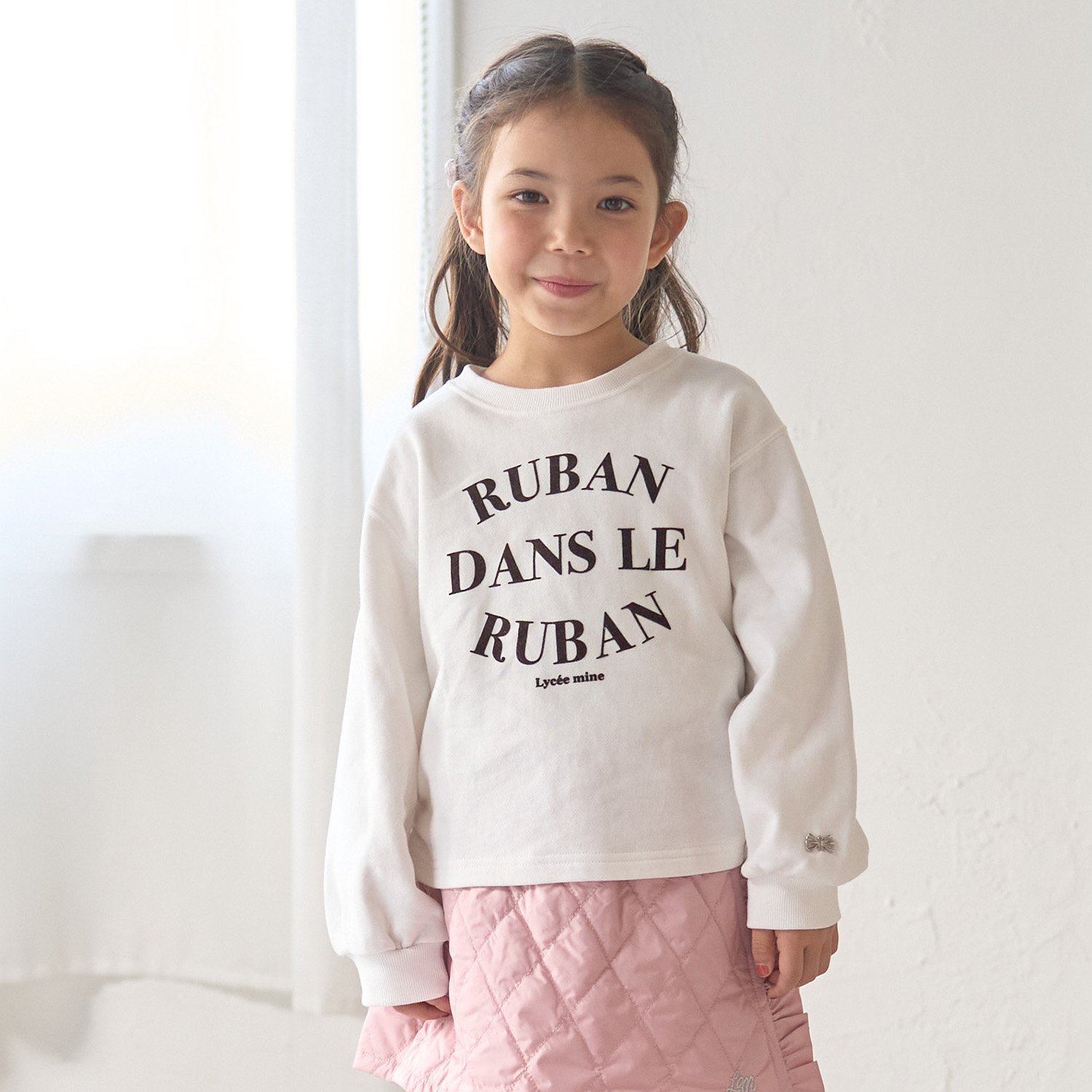 【毛玉バイバイ裏毛】サイドギャザーロゴスウェット