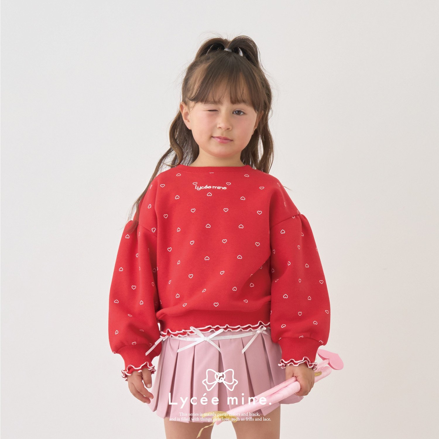 【Lycee mine バレエシリーズ】【裏起毛】フリルリブアソート総柄スウェット