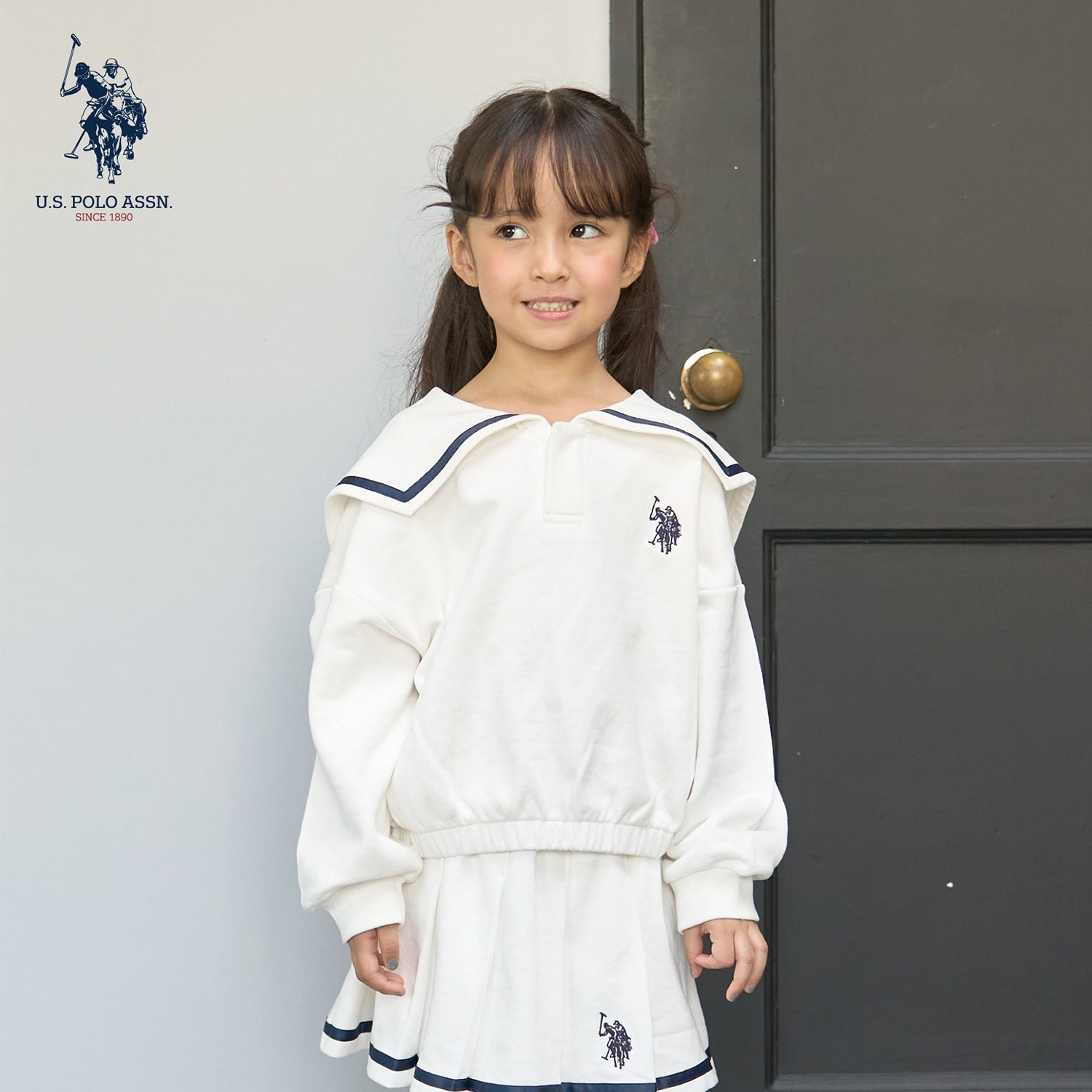 【U.S.POLO ASSN.】ワンポイント刺しゅう衿付きスウェット