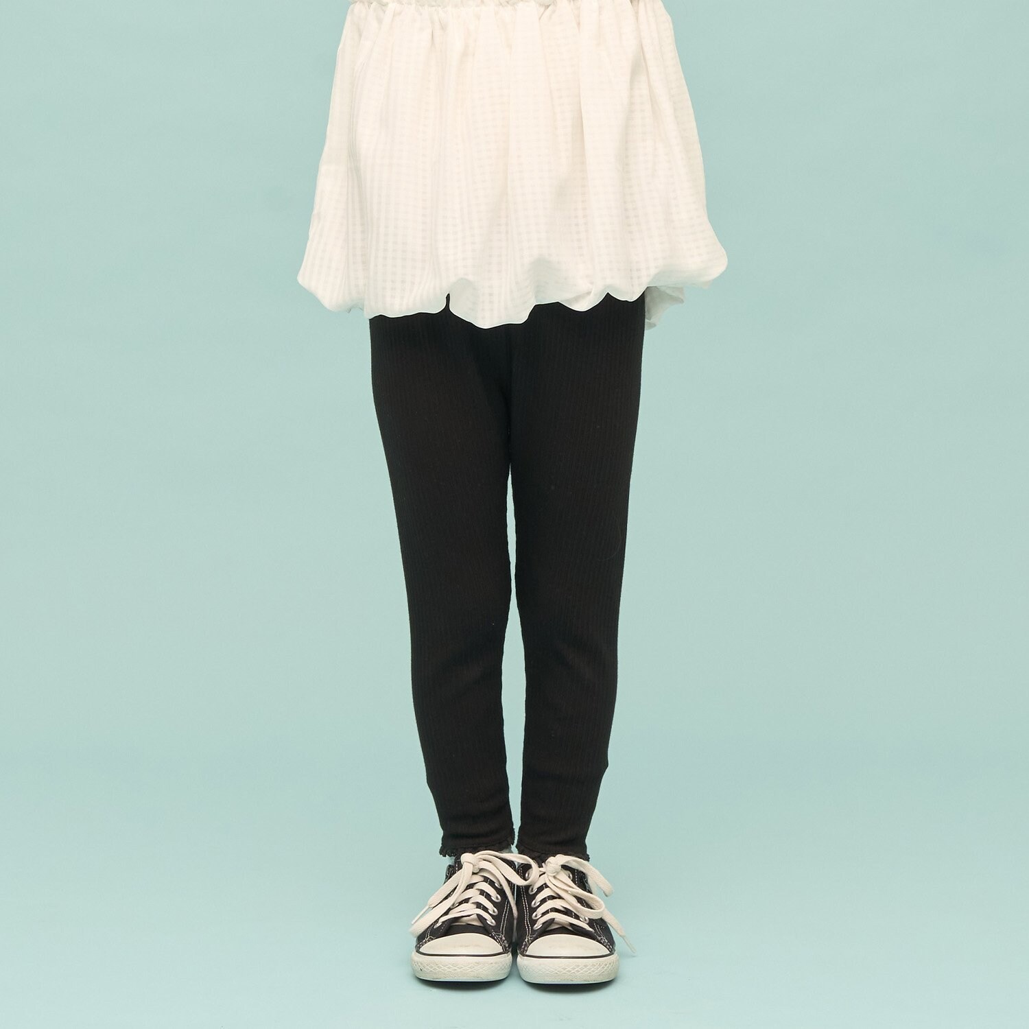 裾レースフリル9分丈レギンス