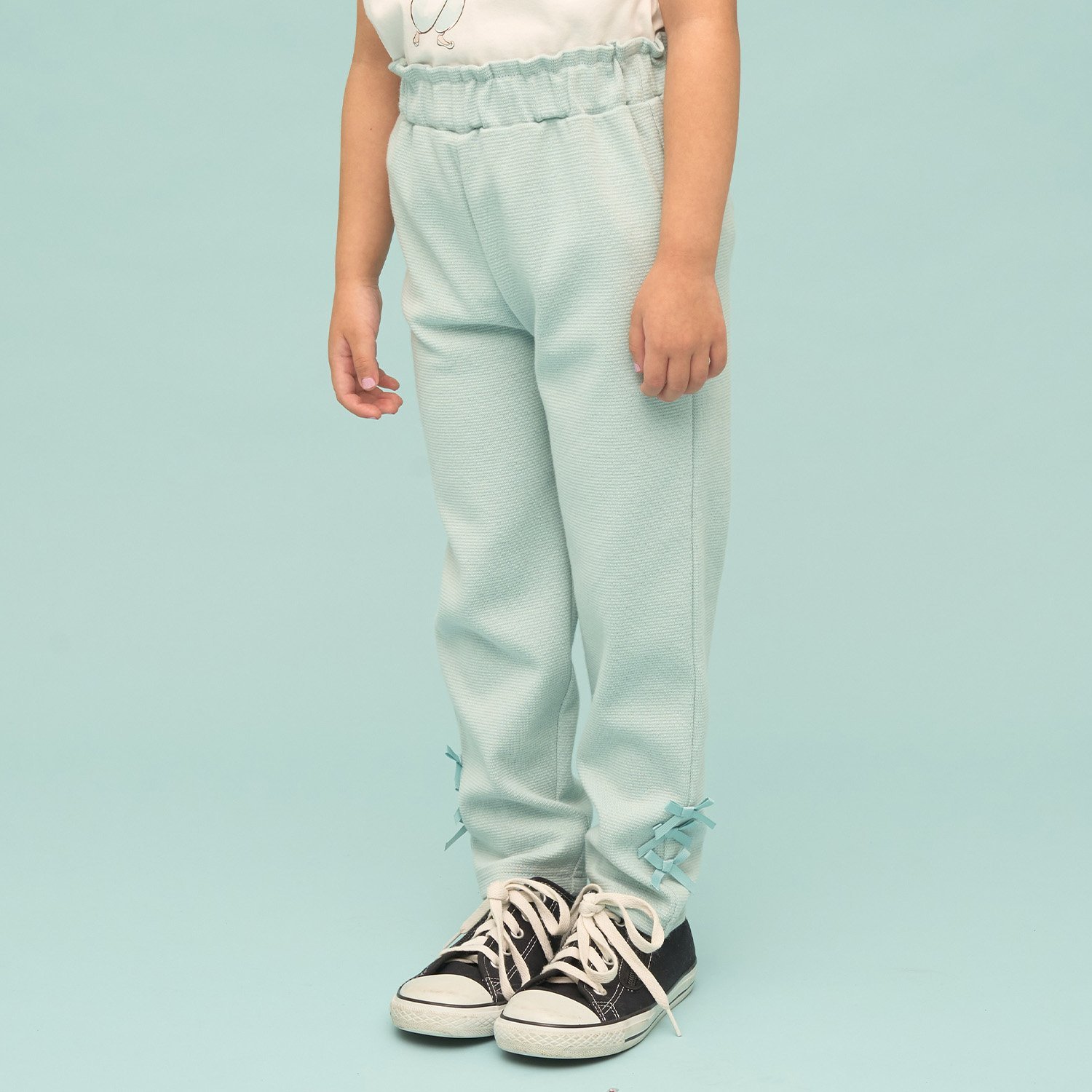 【ともパン】【防汚・速乾】リボンリボンストレートパンツ