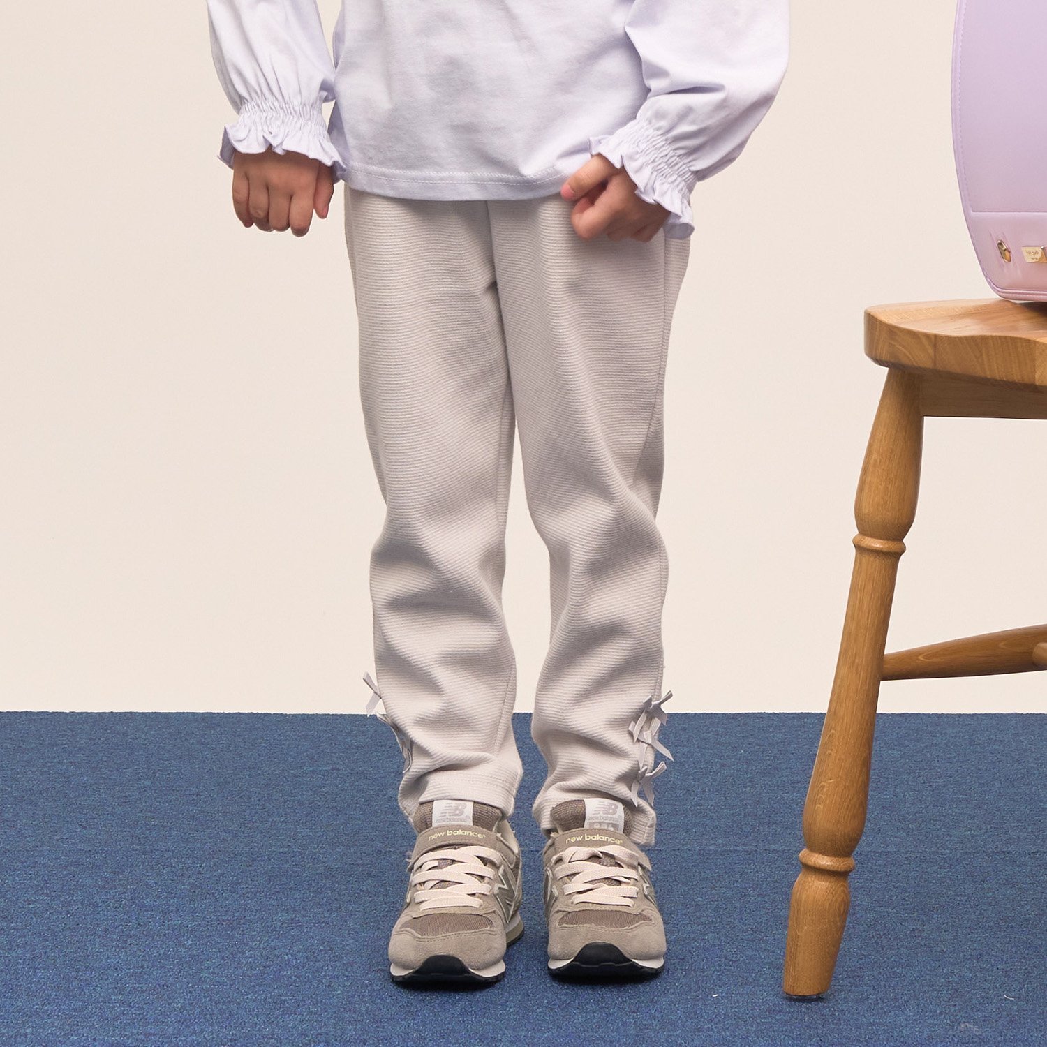 【ともパン】【防汚・速乾】リボンリボンストレートパンツ