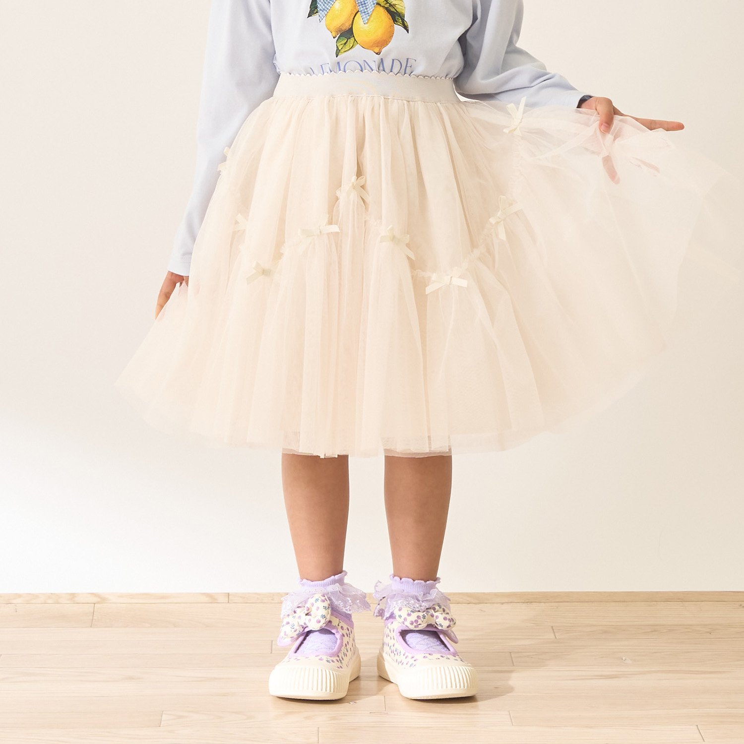 なみなみ切り替えギャザーたっぷりチュールスカート【Lycee mine バレエシリーズ】