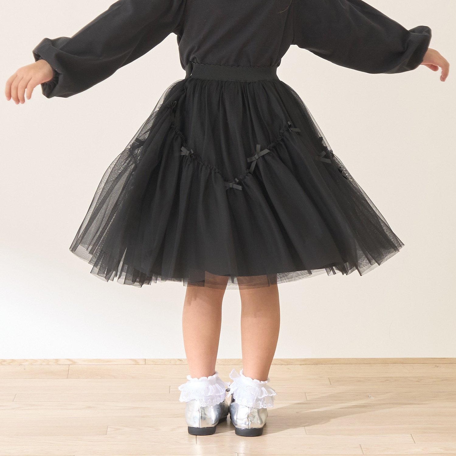 なみなみ切り替えギャザーたっぷりチュールスカート【Lycee mine バレエシリーズ】
