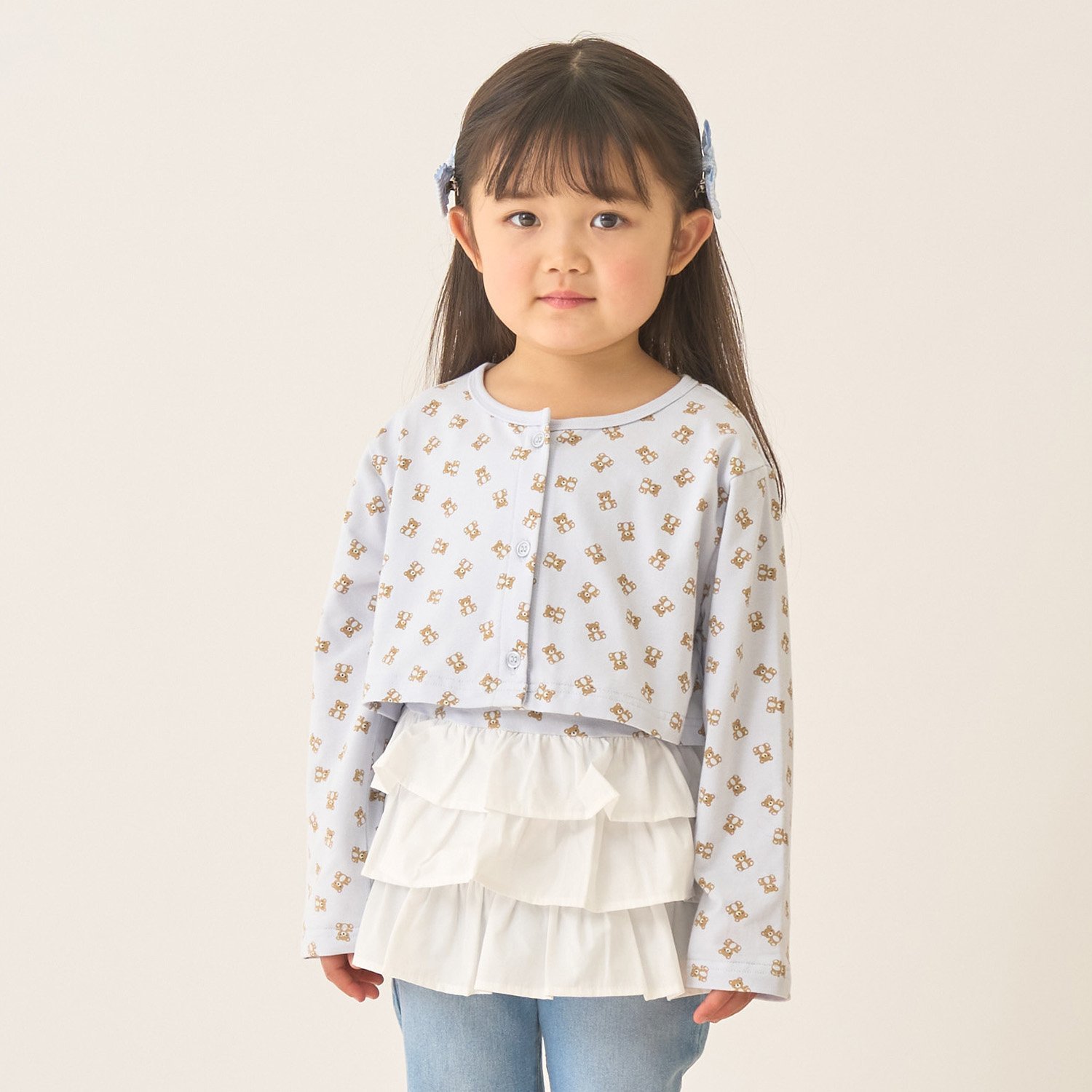 【速乾・UV・型崩れしない】アソート総柄ミニ丈カーディガン・フリルキャミセット【Lycee mine バレエシリーズ】