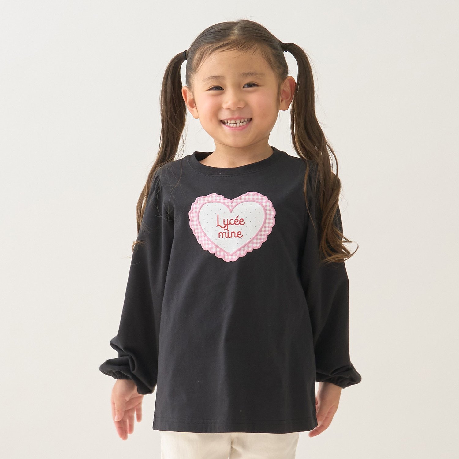 【速乾・UV・型崩れしない】ハートプリントふわっとパフスリーブTシャツ【Lycee mine バレエシリーズ】