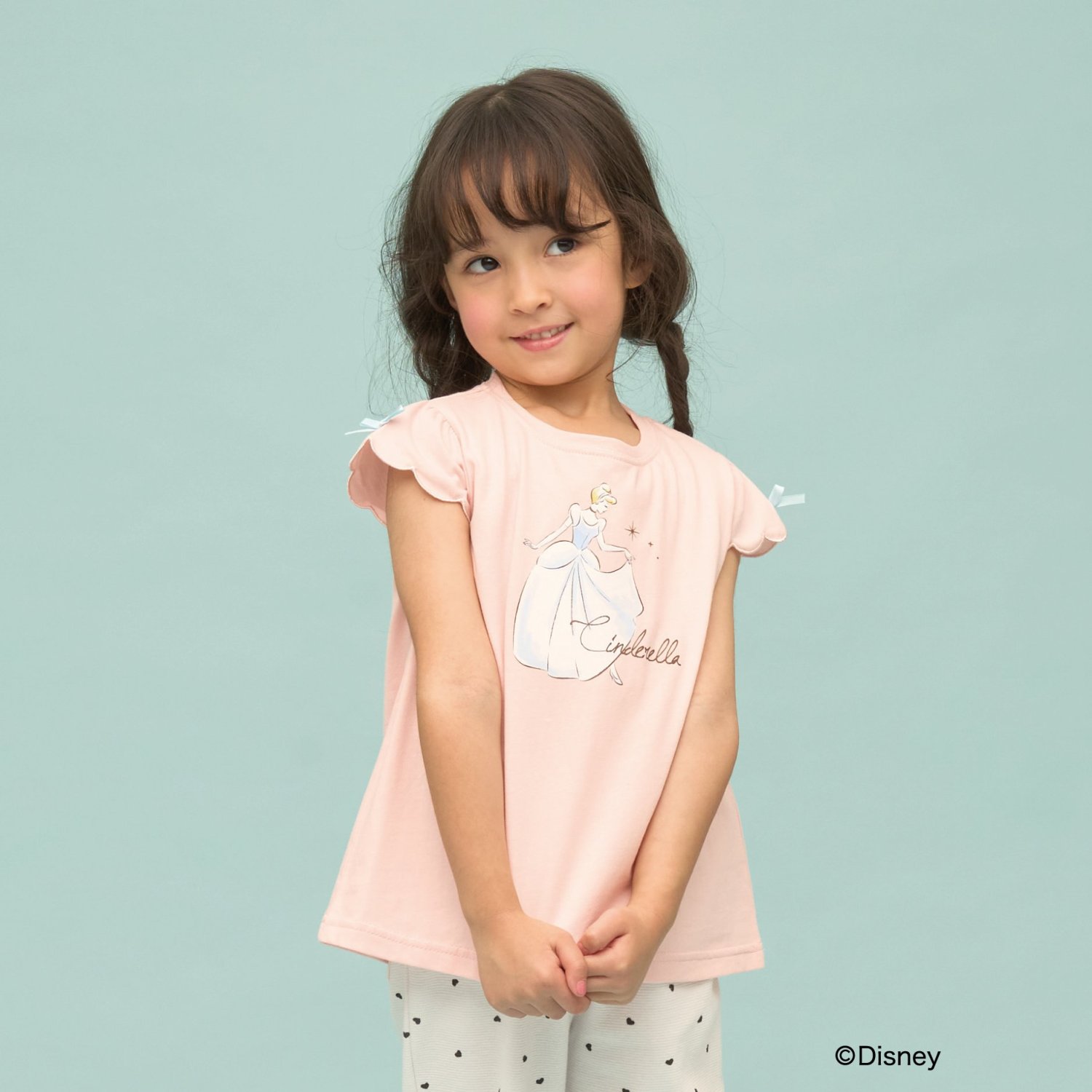 【綿100％】 【Disney】【速乾・UV・型崩れしない】スカラップスリーブアソート転写プリントTシャツ