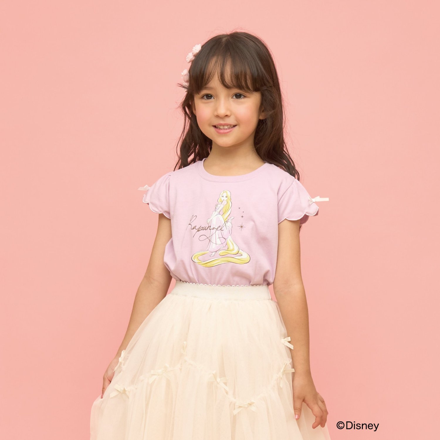 【綿100％】 【Disney】【速乾・UV・型崩れしない】スカラップスリーブアソート転写プリントTシャツ