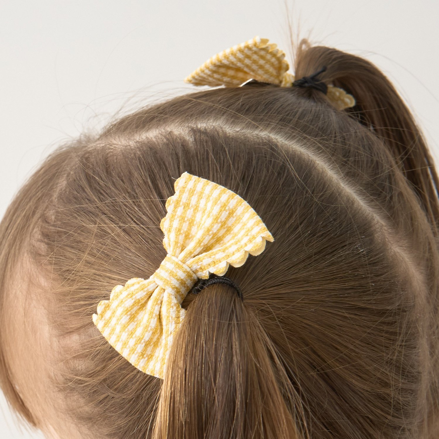 スカラップギンガムチェックリボンヘアクリップ(2コセット)