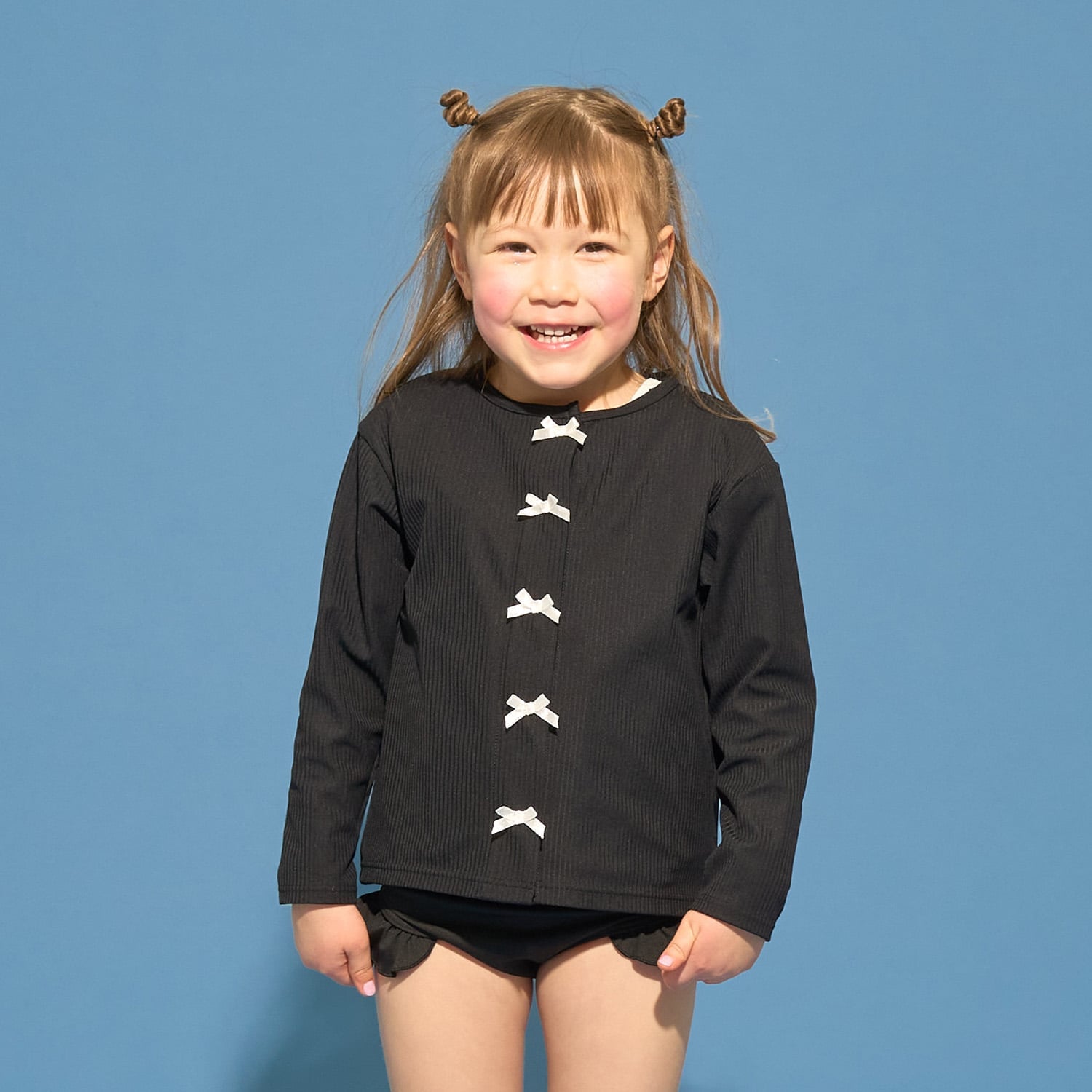 【SWIM】【UVカット】リボン付きカーディガン型ラッシュガード