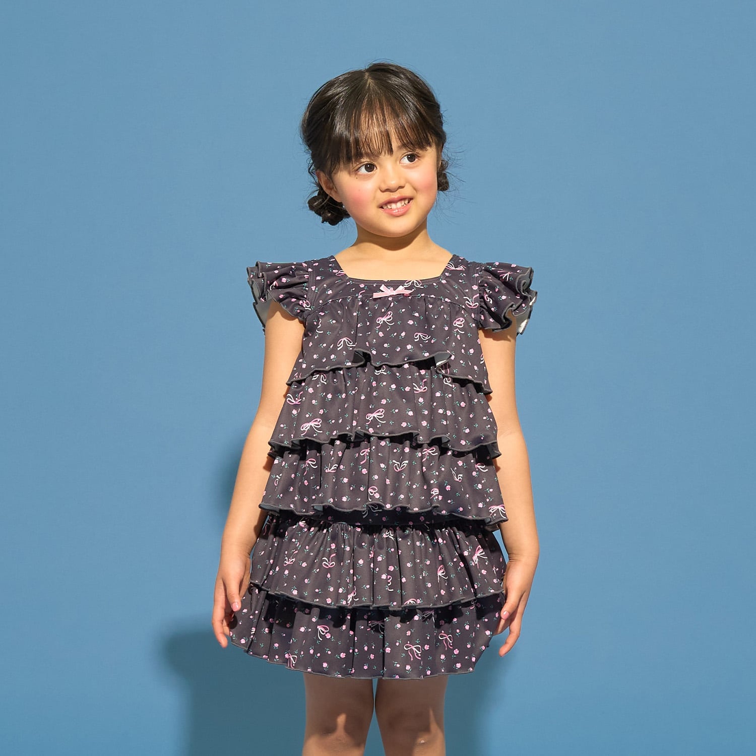 【SWIM】【UVカット】ティアードトップス・ティアードスカートセパレート水着