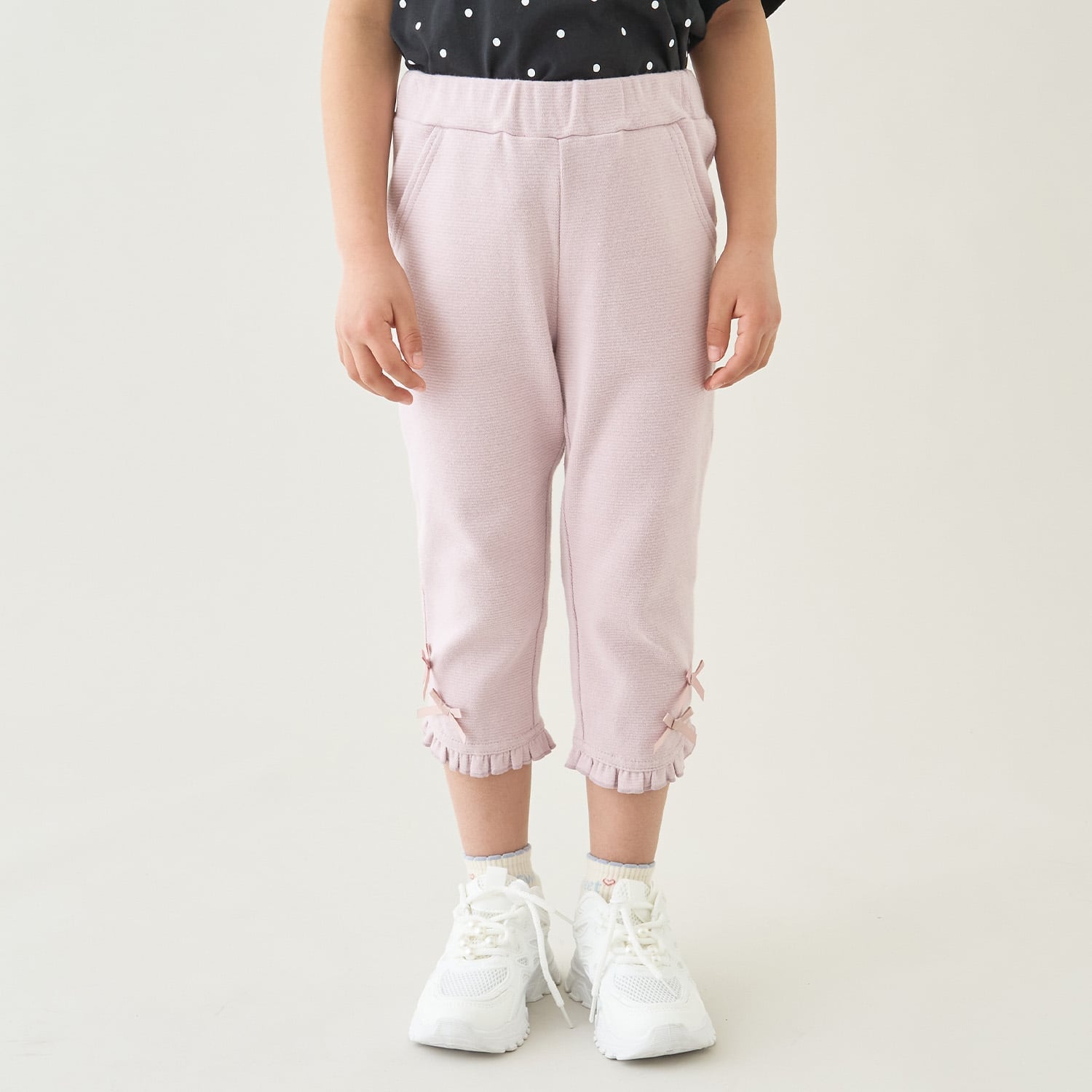 【ともパン】【防汚・UV・接触冷感】裾ラウンドフリル７分丈カプリパンツ