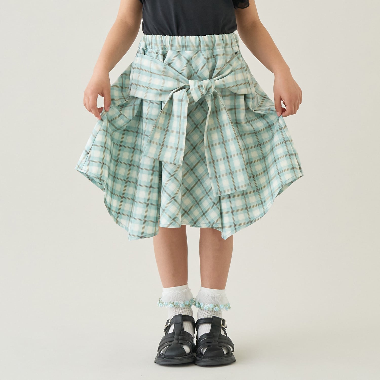 【予約/5月下旬～6月上旬入荷予定】【たっぷりギャザー】シャツ風チェックスカート(インパン付き)