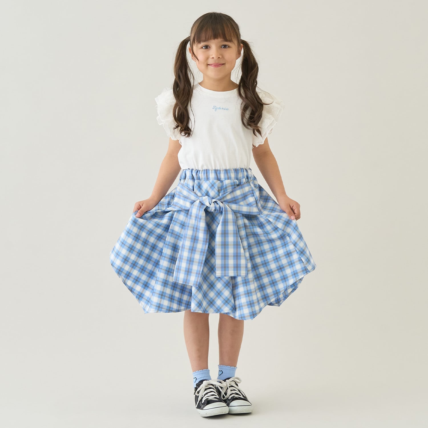 【予約/5月下旬～6月上旬入荷予定】【たっぷりギャザー】シャツ風チェックスカート(インパン付き)